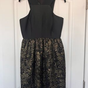4.collective Black‎ and Gold Damask Mini Skater Dress Size 4